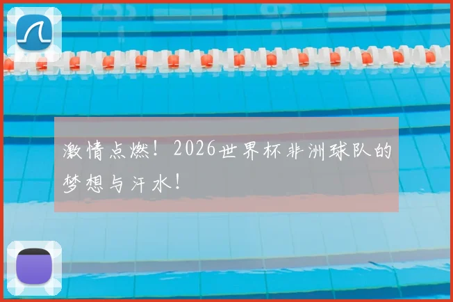 激情点燃!2026世界杯非洲球队的梦想与汗水!